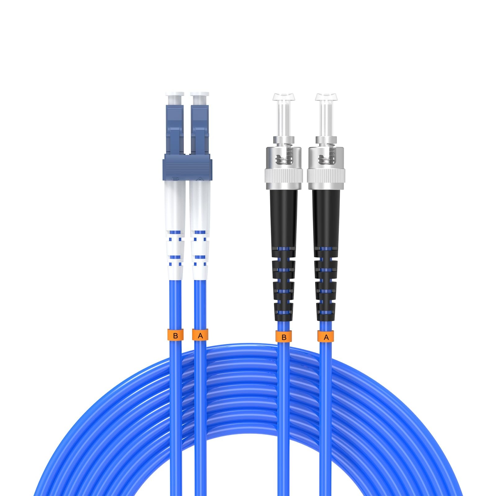 1 Meter LC To ST Armored Single Mode Duplex Fiber Optic Cable Patch Cord Blue