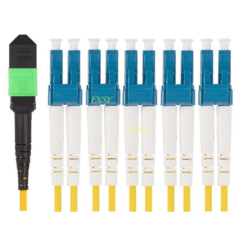 Fiber Optic Breakout Cable MPO to 4 LC 6 LC Duplex 8F 12F OS2 9/125 SM Jumper