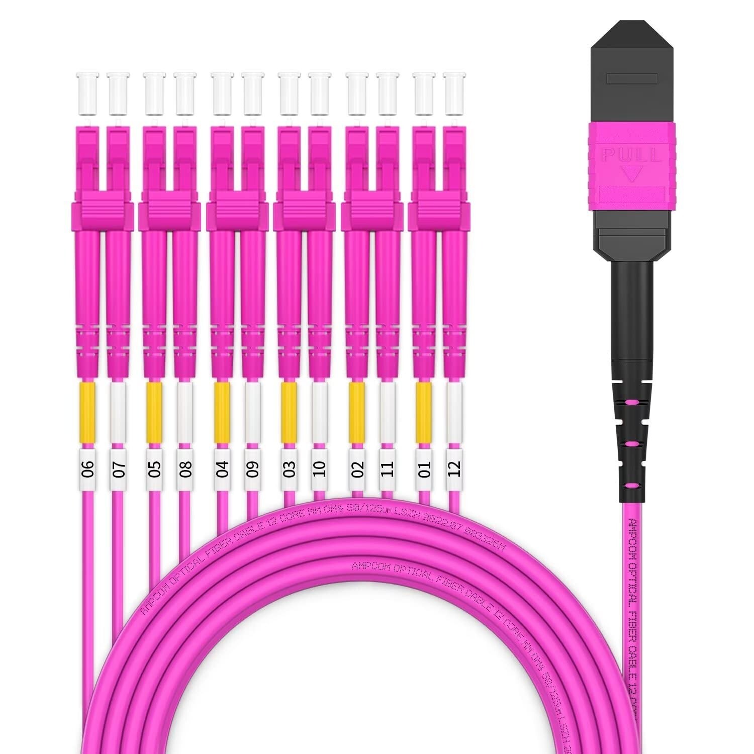 OM4 8 Fiber MPO Female to 4 x LC-UPC Duplex Type B Breakout Cable,150 Meter-7654