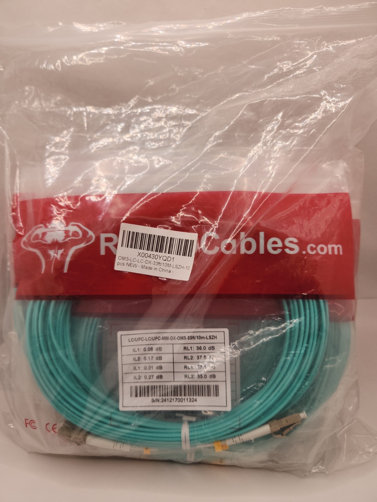 Rambo Cables OM3 Fiber LC to LC Fiber Patch Cable (30ft) Options 7″-500′ 10-Pk