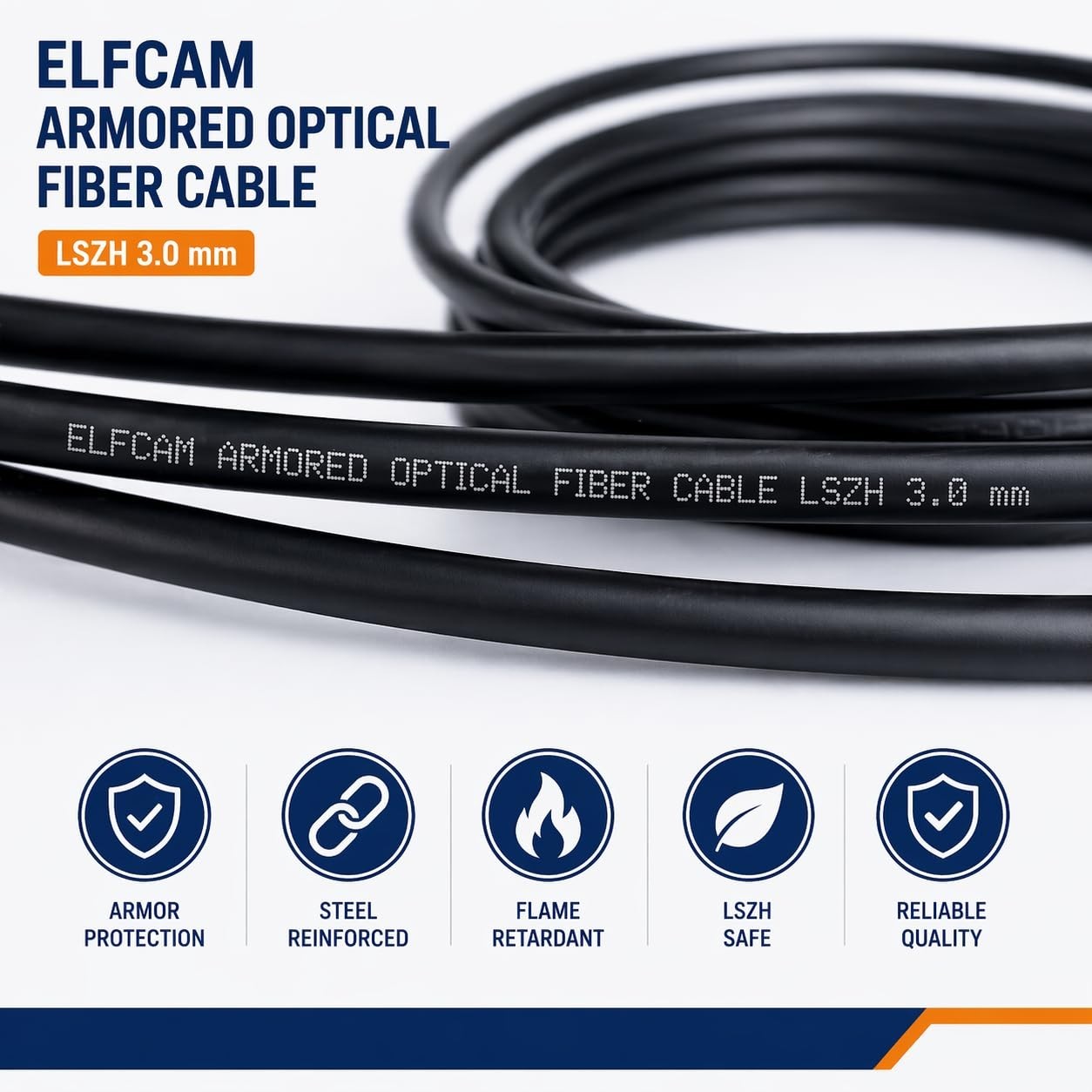 100m Armored Fiber Optic Cable LC/UPC to LC/UPC OS2 Singlemode Duplex 9/125μm LS