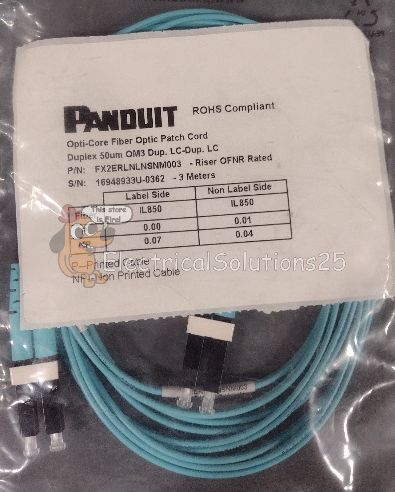 New Panduit FX2ERLNLNSNM003 Fiber Optic Patch Cord 3m Duplex – Free Shipping