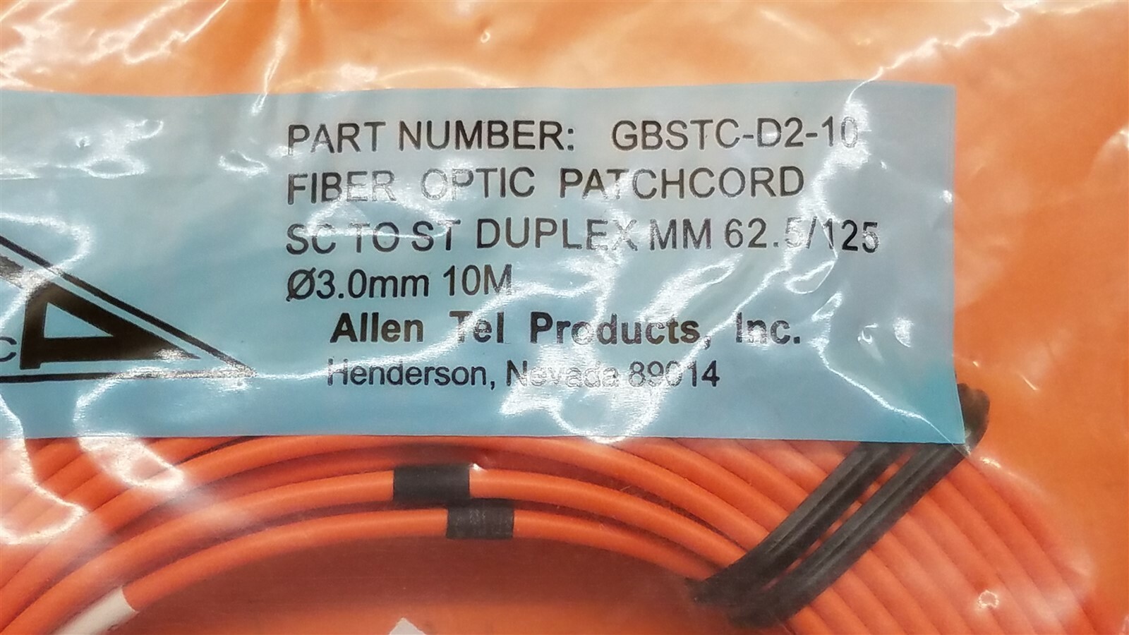 ⭐️⭐️⭐️⭐️⭐️ Allen Tel 10M SC/ST Duplex 62.5/125 Fiber Optic Patchcord GBSTC-D2-10