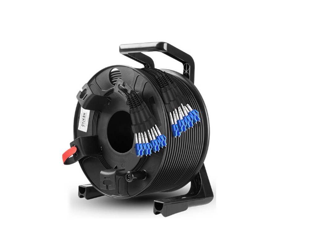 Armored Fiber Optic Cable LC to LC 8 Strands Single Mode with Fiber Reel
