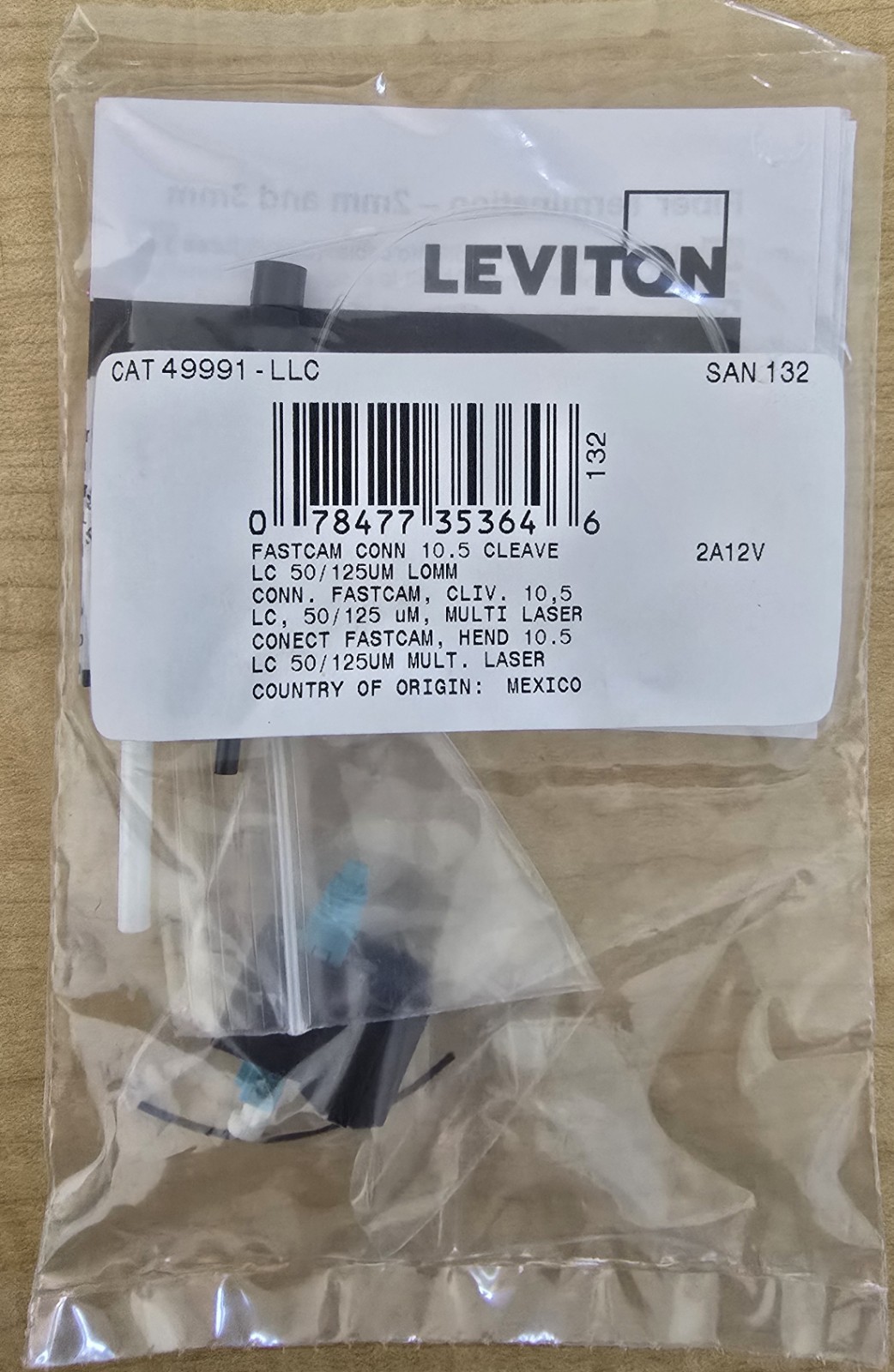 Lot of 5 New Leviton FastCAM Connector LC Aqua 50/125μm Multimode CAT 49991-LLC