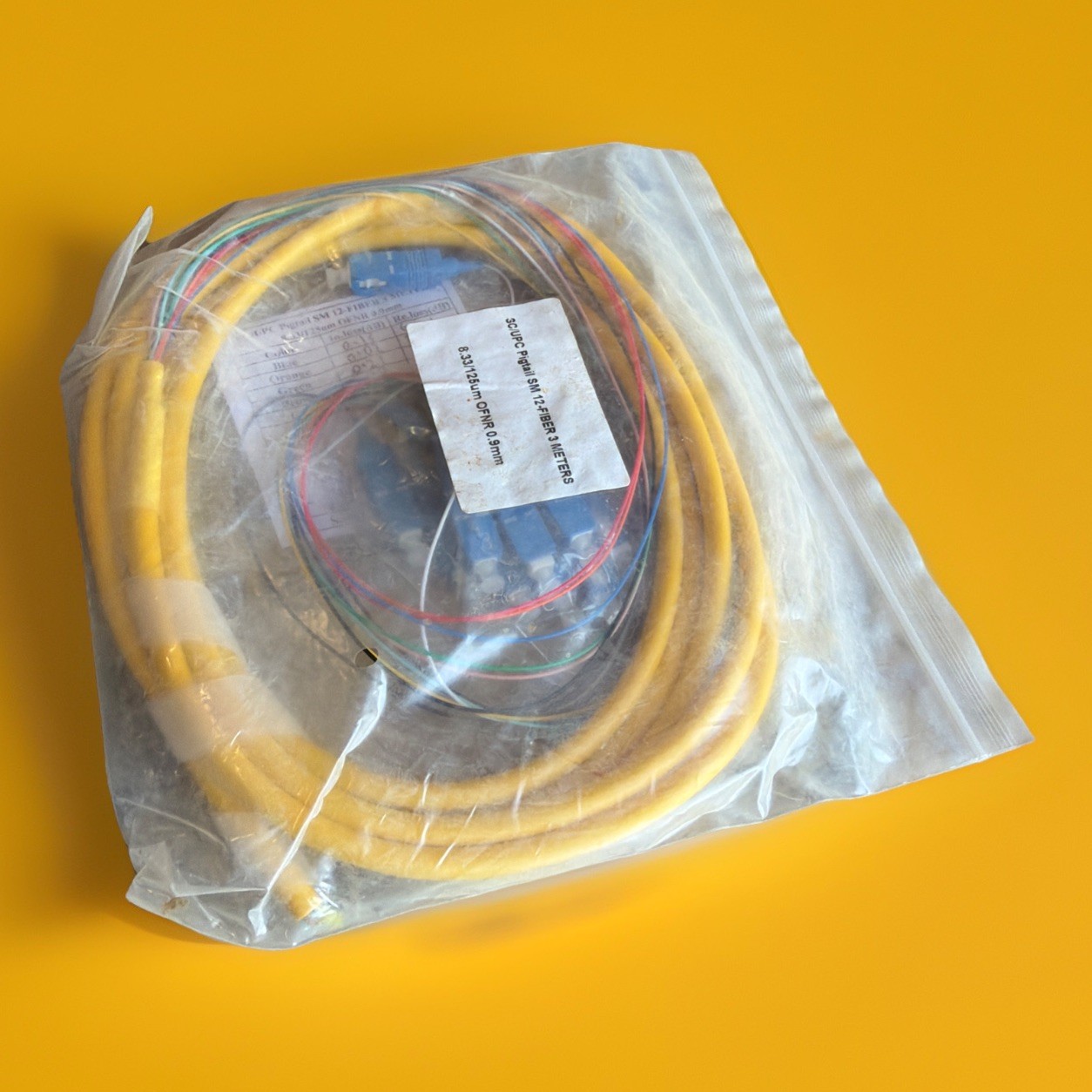 🔥 SC/UPC Single Mode 12-Fiber Fiber Optic Pigtail OFNR 9/125 0.9mm ~ 1 Unit🔥