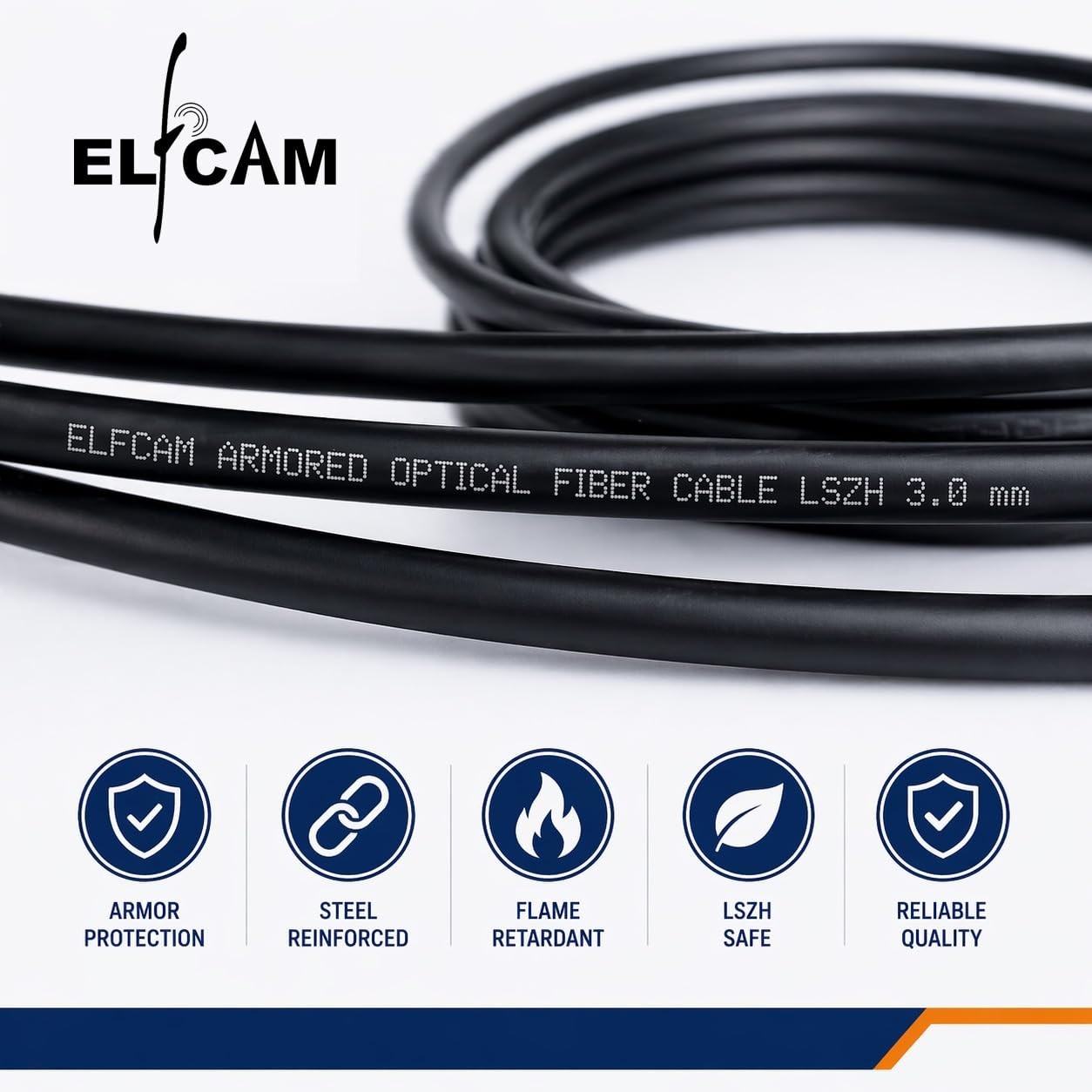 20m Armored Fiber Optic Cable LC/UPC to LC/UPC OM3 Duplex 50/125μm Indoor/Outdoo