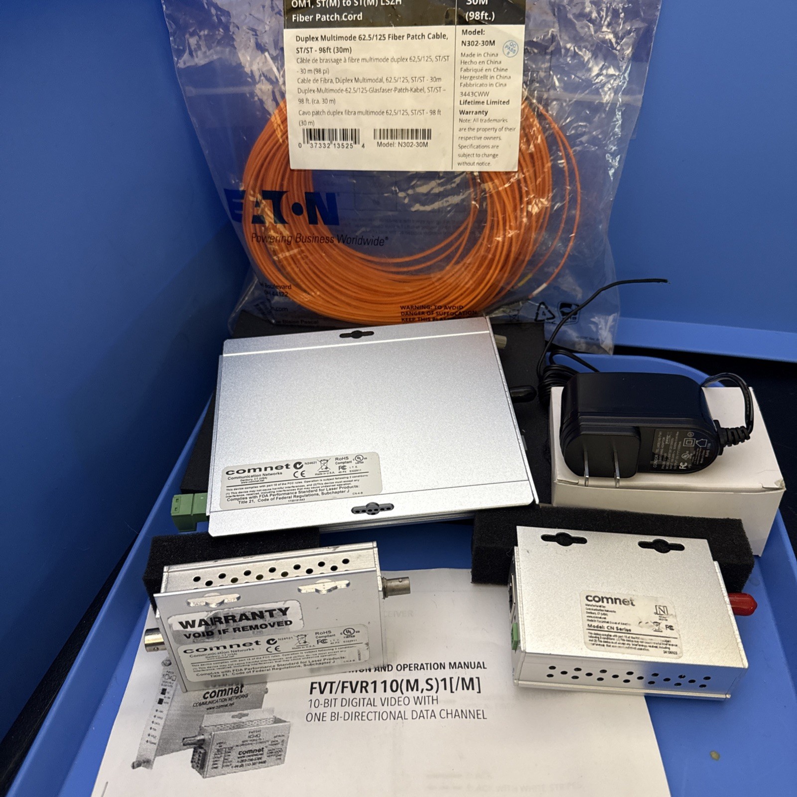 COMMNET DEVICES AND FIBER JUMPER LOT OF 5 PIECES