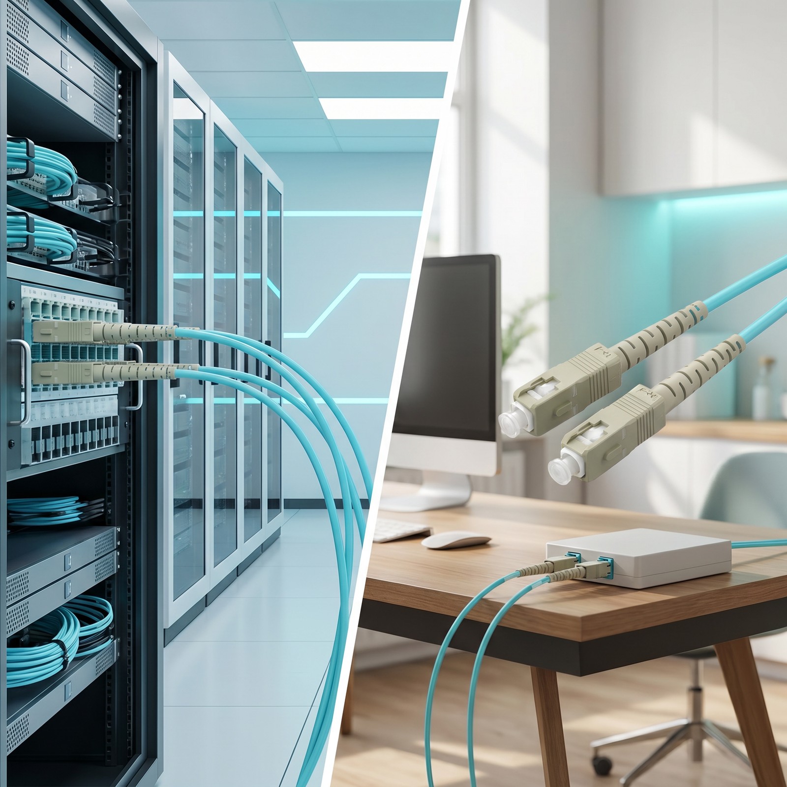 SC-SC Duplex Multimode OM3 10 Gigabit Fiber Optic Cable Patch Cord 40M/50M