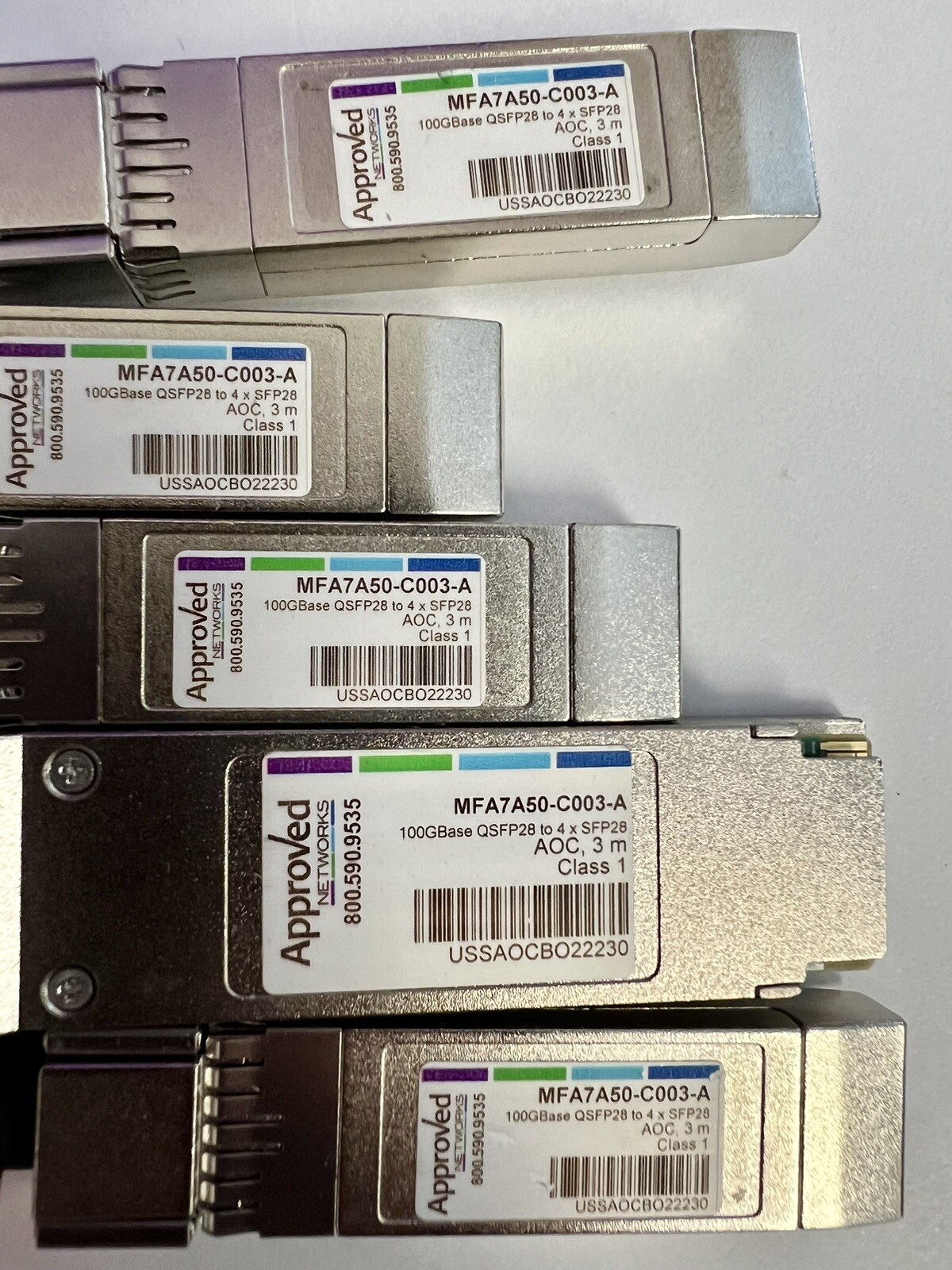 Lot of 5 Approved Networks MFA7A50-C003-A Direct Attach connectors with Cables