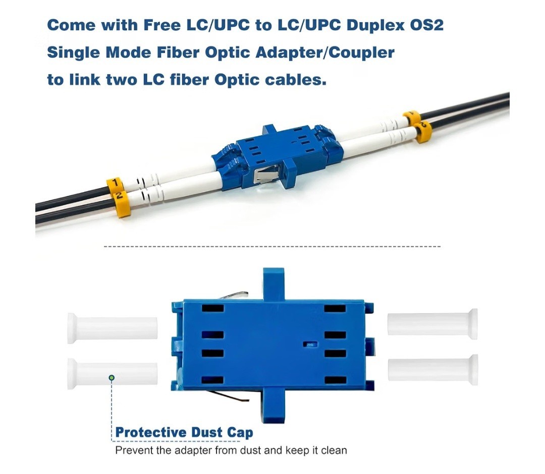 100ft/30m LC to LC Armored Outdoor Fiber Optic Cable, Single Mode Duplex…
