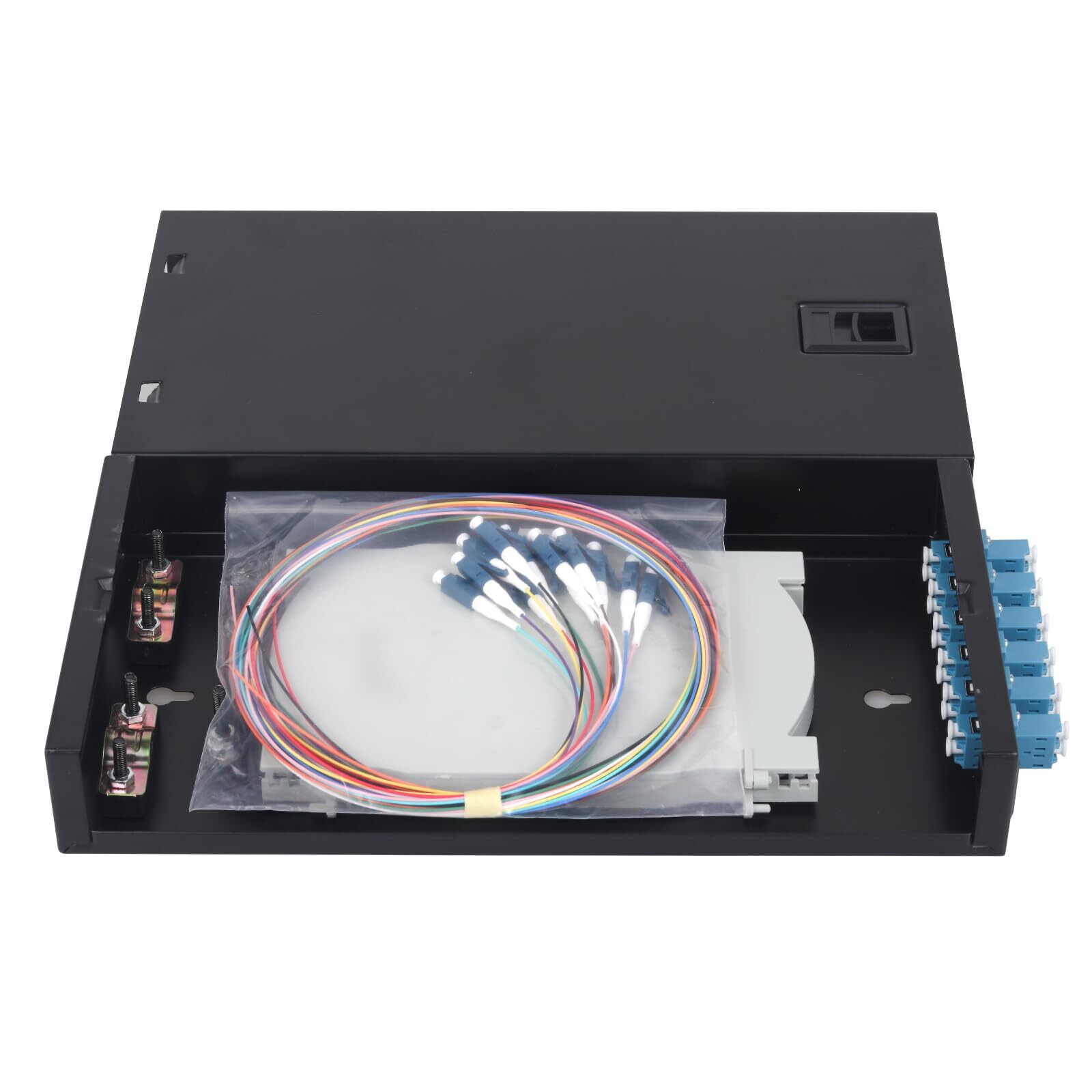 LC-SM 6 Duplex 12 Port Wall Mount Fiber Enclosure with Spool Singlemode LC-UP…