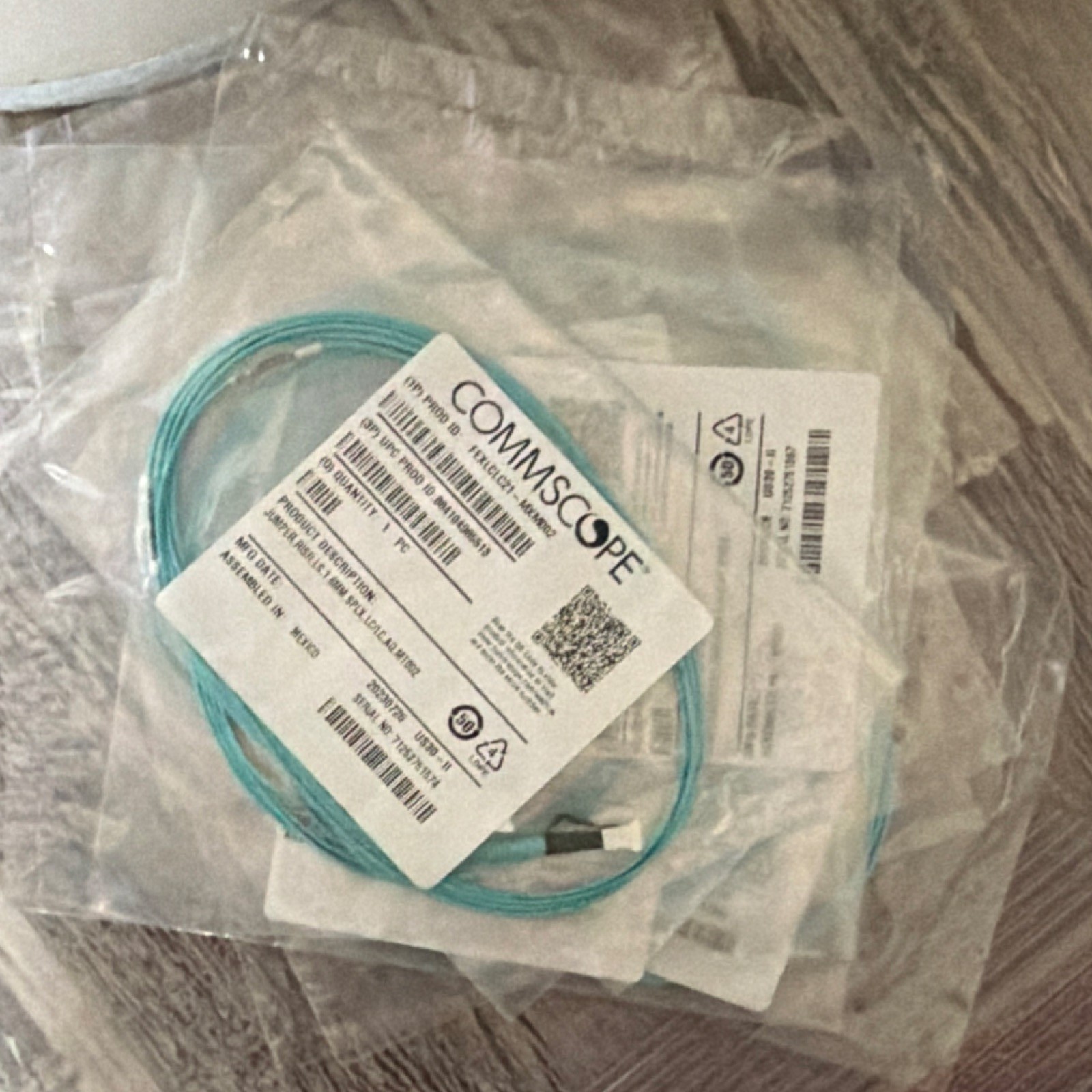 Set of 7 CommScope Simplex LC-LC Aqua Optical Fiber Cable FEXLCLC21-MXM002