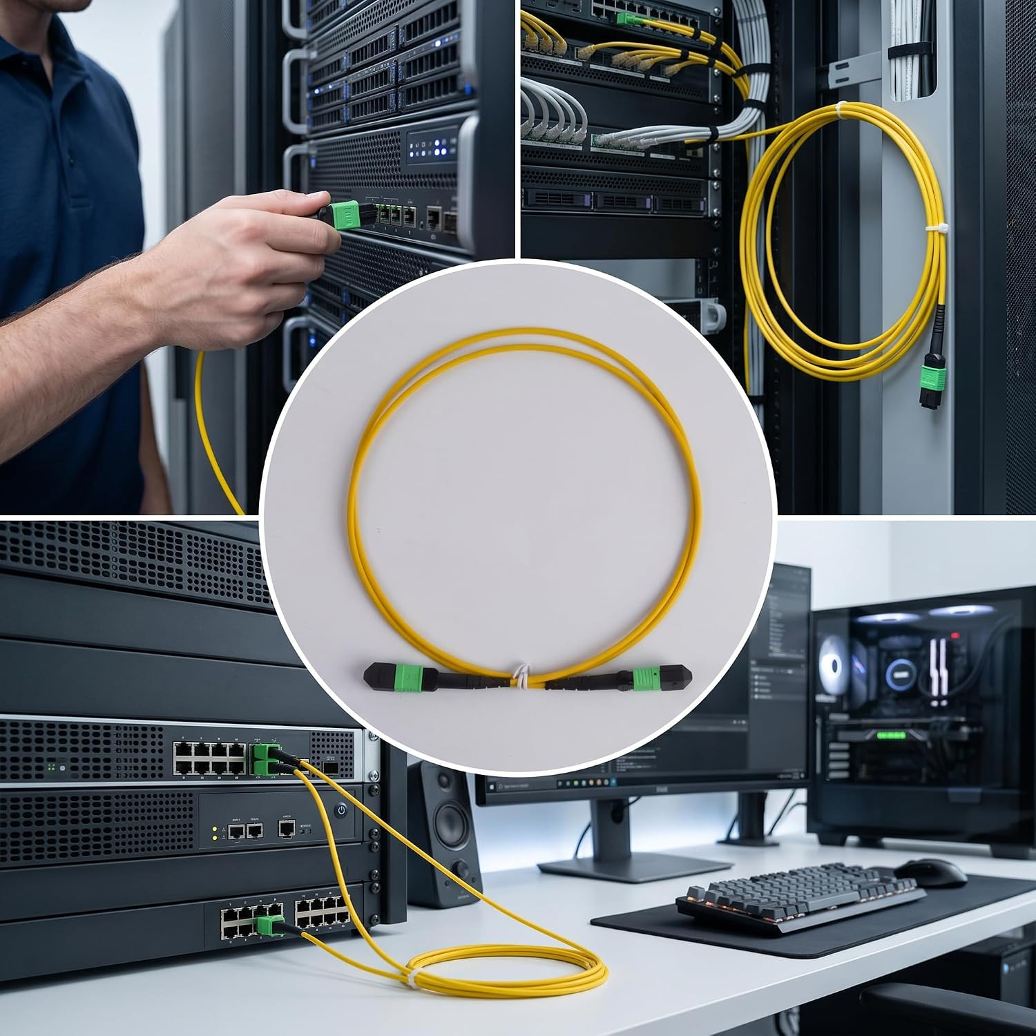 40G MPO Fiber Optic Patch Cord 1M Single-Mode 12 Cores APC/UPC Type-B | High-Spe