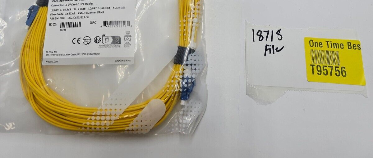(QTY 2) FS Single SMLCDX Mode Fiber Patch Cable 10M OS 9/125 Single Mode LC-LC