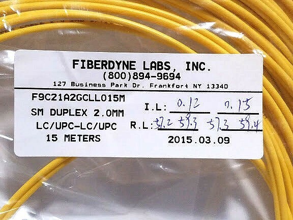 Fiberdyne Labs Singlemode Duplex 2mm; LC/UPC-LC/UPC; Part #F9C21A2GCLL015M