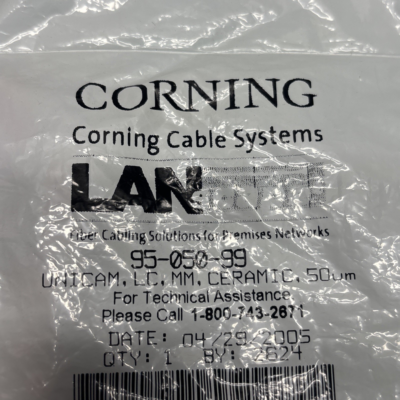Corning 95-050-99 Ceramic Unicam Connector, LC, MM, 50um, P95-050-99+1