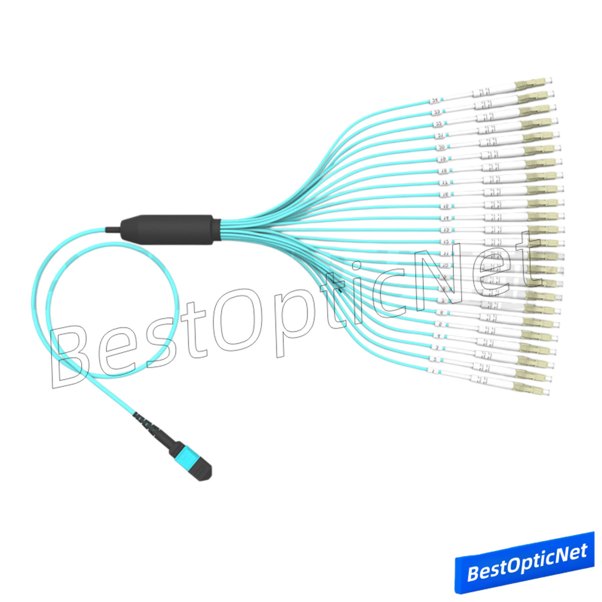 MPO to 24 LC OM3 24 Core Breakout Fan Fiber Optic Patch Cord Branch jumper Cable