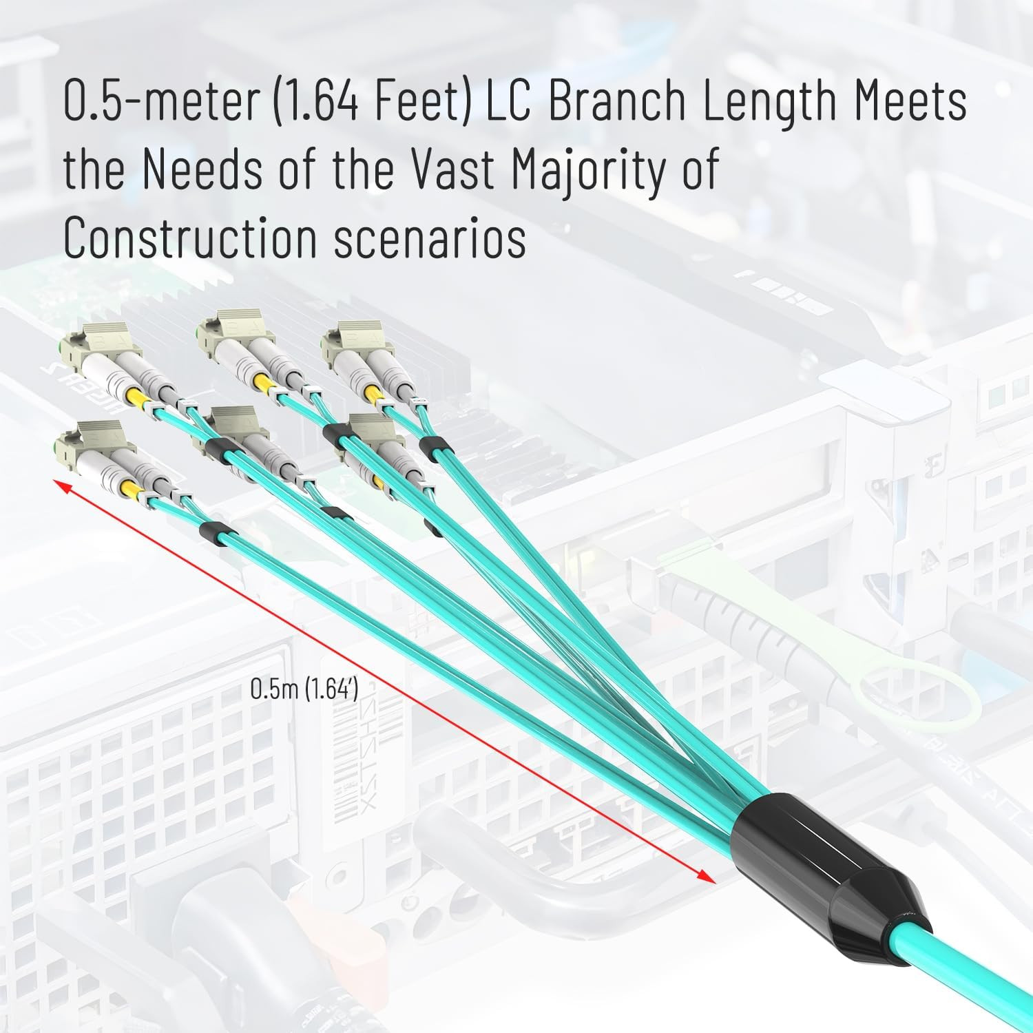 Karono MPO/MTP Breakout Cable 1M(3.3Ft), 12 X LC (6 Duplex) Fanout Fiber Optic