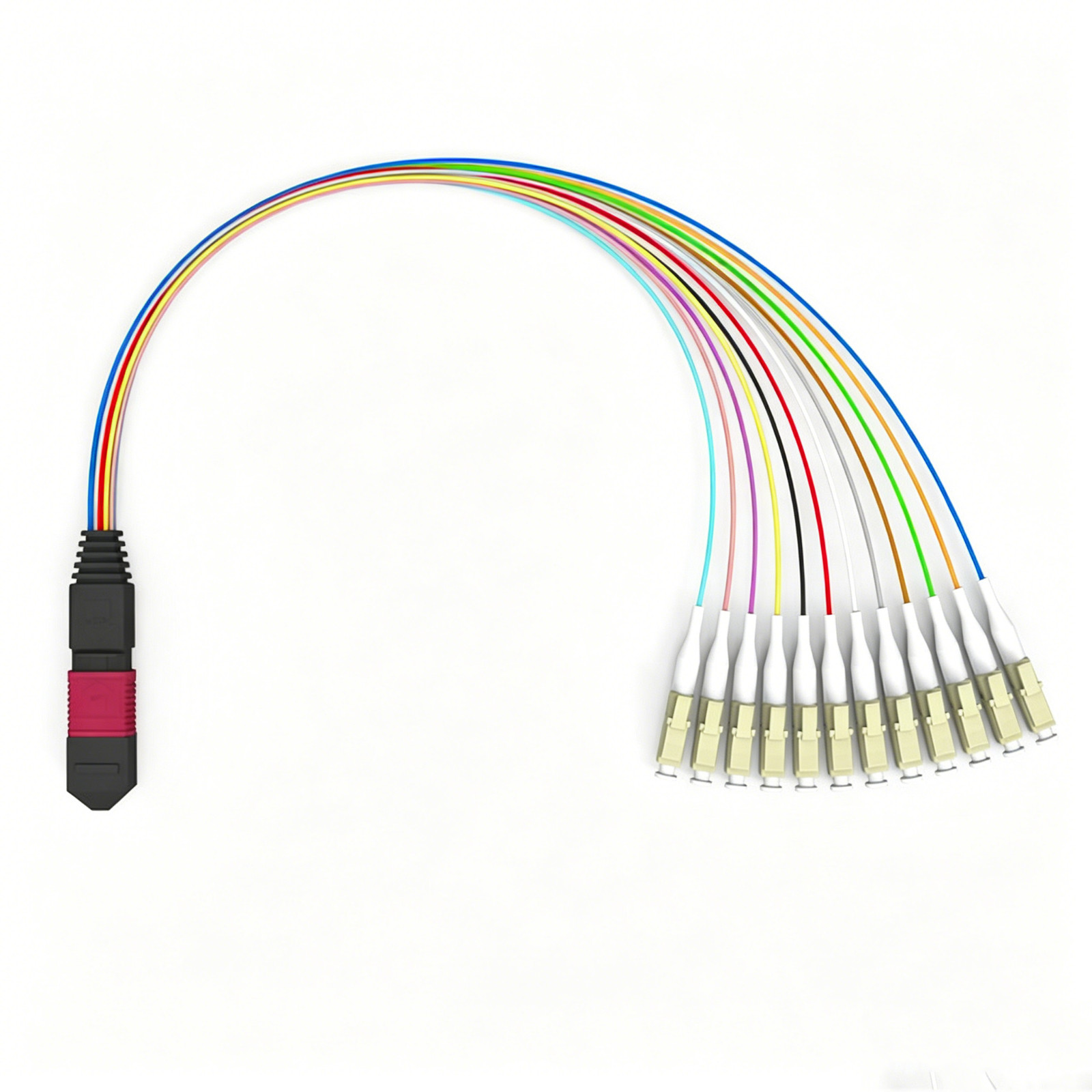 MPO to LC Breakout Cable OM4 Multimode 0.9mm Short Patch Cord for 10G 40G Networ
