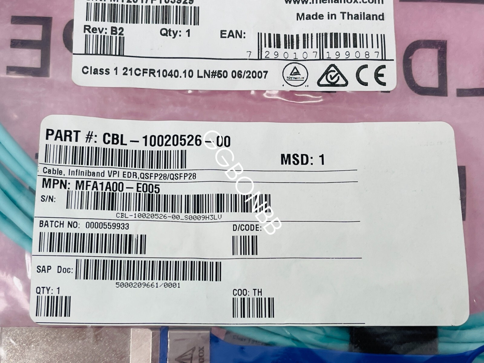 NEW Mellanox MFA1A00-E005, 100G QSFP28 Active Optical Cable FedEx or DHL or UPS