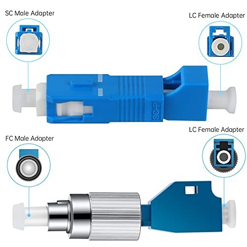 Fiber Optic Adapter 2 Pack FC Male to LC Female SC to LC SM Hybrid