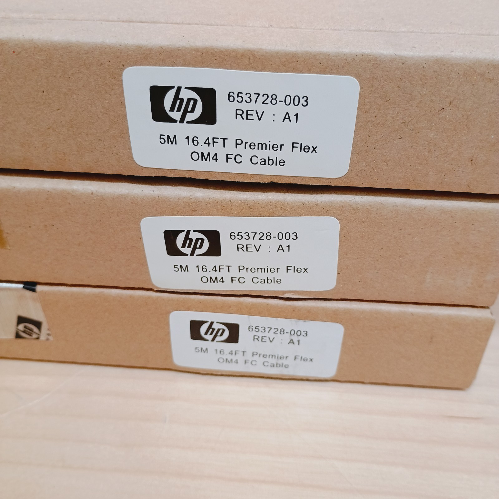 (3) New HP QK734A PremierFlex Network cable LC multi-mode 5 m fiber optic OM4