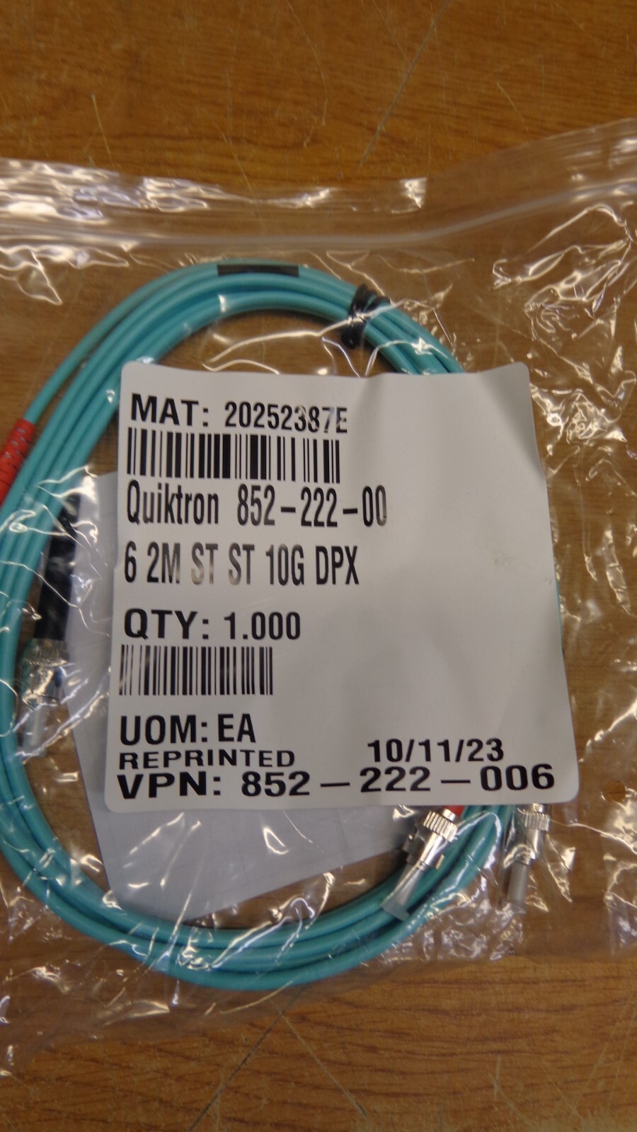 Quiktron VS 2m ST ST 10G DPX PVC Fiber Patch Cable 852-222-006 2 Meter Legrand