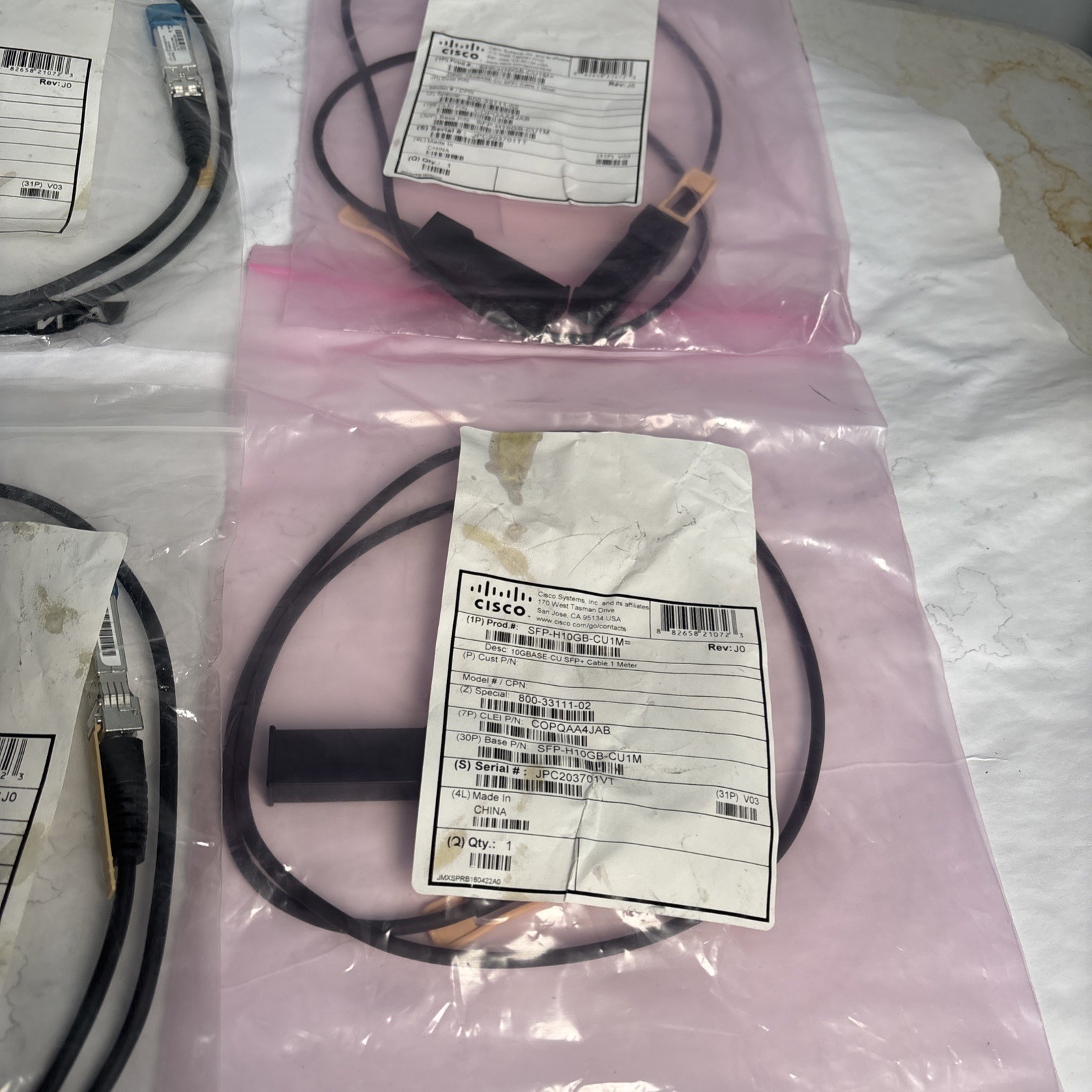 (Lot Of 7) CISCO SFP-H10GB-CU1M 10GBASE-CU SFP+ Cable. Cables Are Used!!!