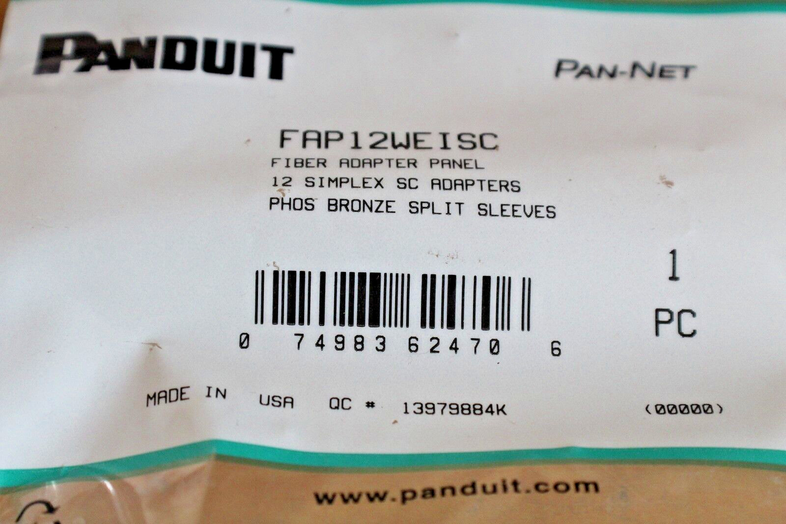 PANDUIT FAP12WEISC PAN-NET SC Fiber Adapter Panels – OM1 62.5/125μm