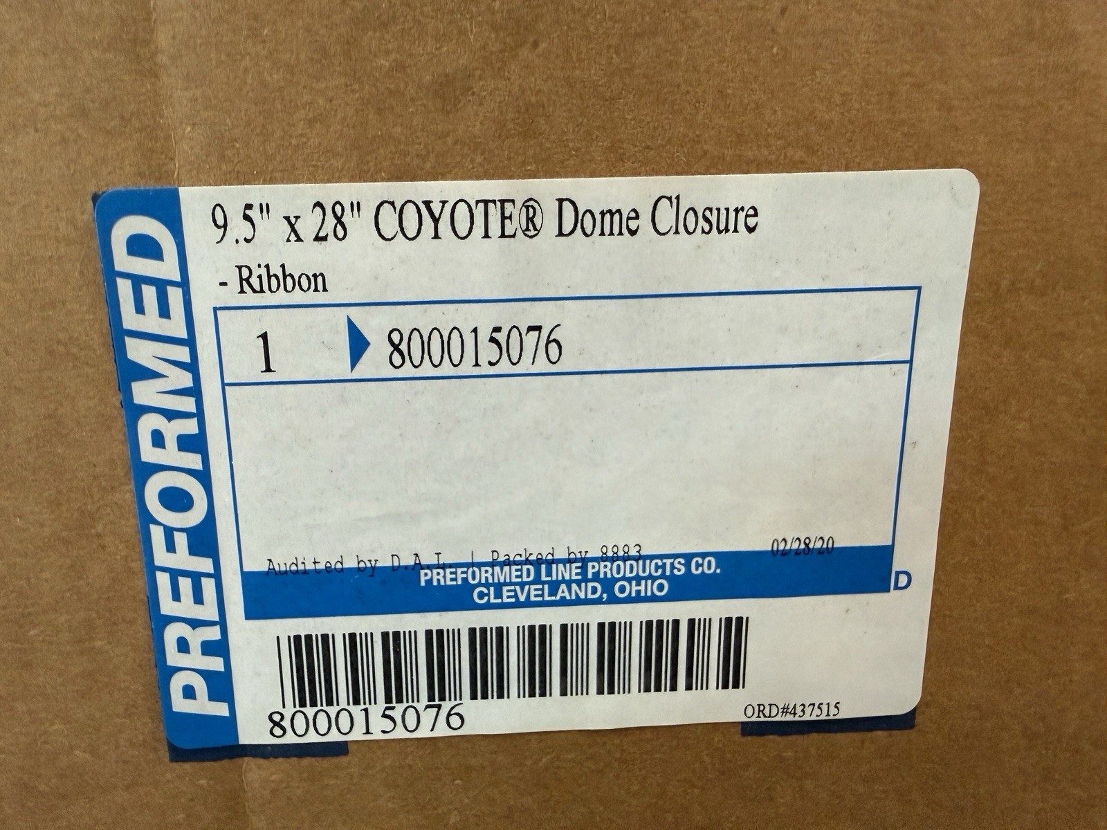 PLP COYOTE Fiber Optic Dome Closure 9.5″x28″ Ribbon 800015076 Performed Line NEW