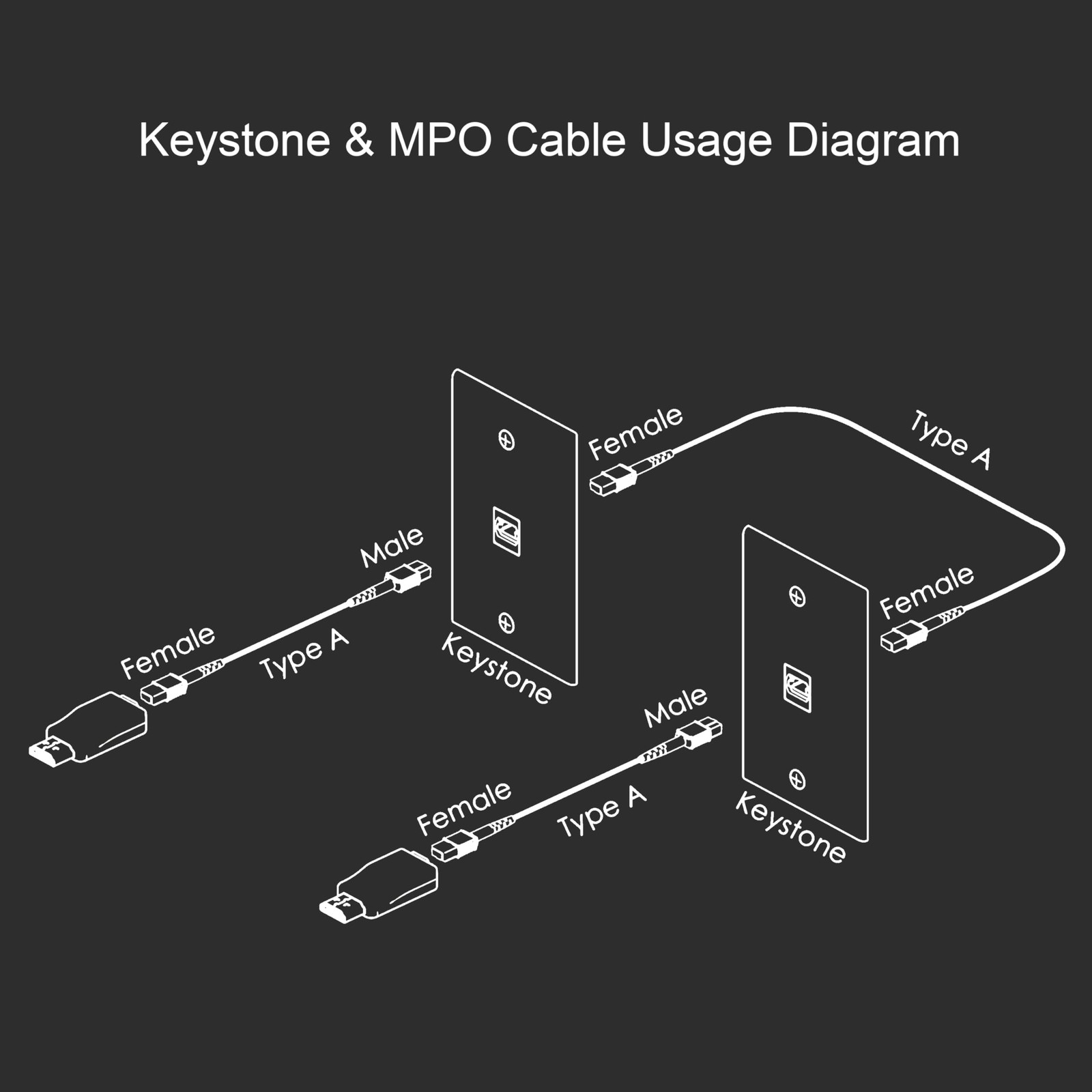 MPO Fiber Optic Armored Cable Male To Female 3 FT 7Core OM3 Multimode Cord