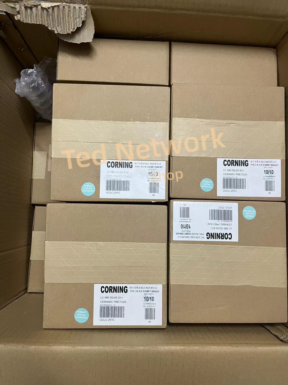 50 Pack/Box Corning UCLC-251C Fiber optic connector LC multimode OM3 NEW