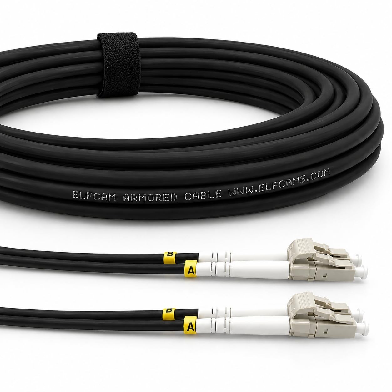 20m Armored Fiber Optic Cable LC/UPC to LC/UPC OM3 Duplex 50/125μm Indoor/Outdoo