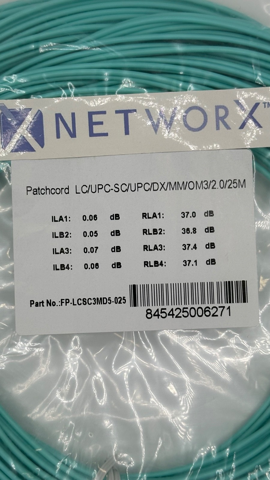 OM3 | 25 Meters | SC to LC | Multi-mode Fiber | Aqua | 50/125 | Networx