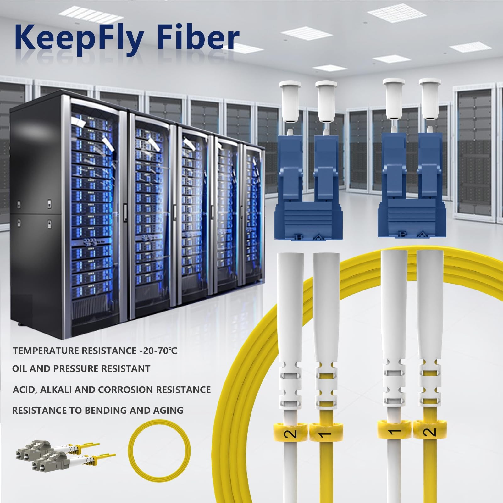 5 PCS 5m/16ft Yellow LC To LC OS2 Single Mode Fiber Patch Cable Duplex 9/125m