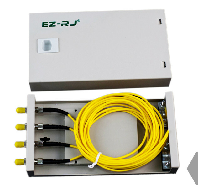 4-port ST fiber optic terminal box thickened 1.0MM full flange + pigtail