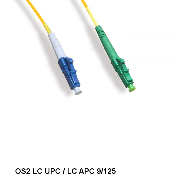 Kentek 3Ft LC UPC/ LC APC OS2 9 /125 Simplex Single-Mode Fiber Optic Cable