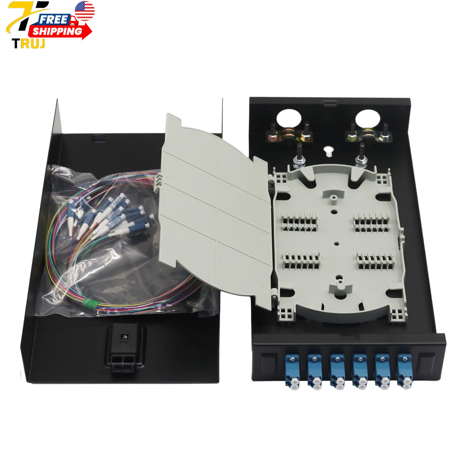 3-Pack LC-UPC 6 Duplex 12 Port Wall Mount Fiber Enclosure with Splice Tray Singl