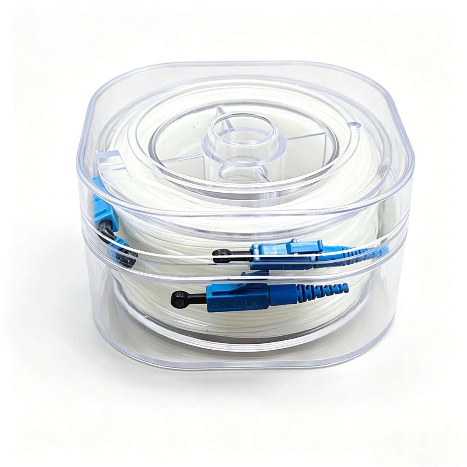 LC-LC SC-SC transparent patch cord drum duplex G657A2 10m-100m fiber optic cable
