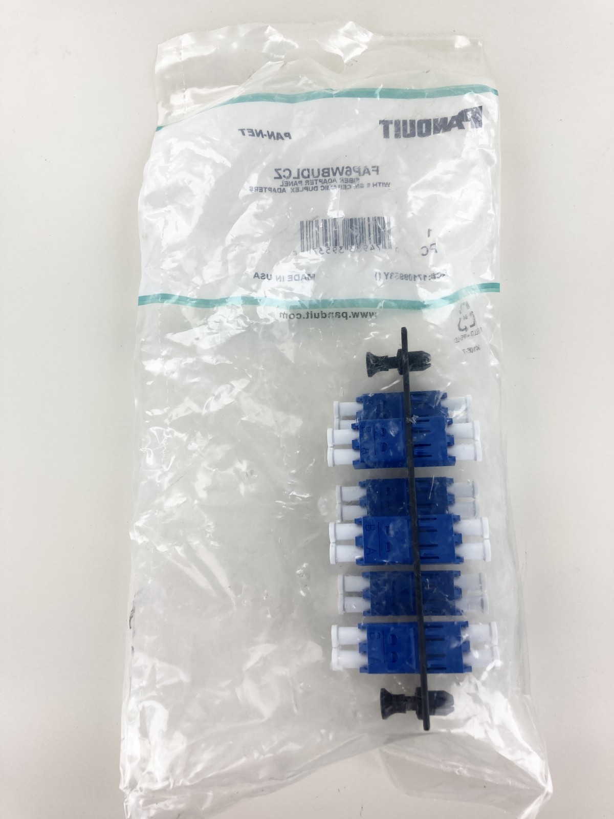 Panduit FAP6WBUDLCZ Fiber Panel 6 LC Duplex Adapters SM OS1/OS2 Ceramic, Blue