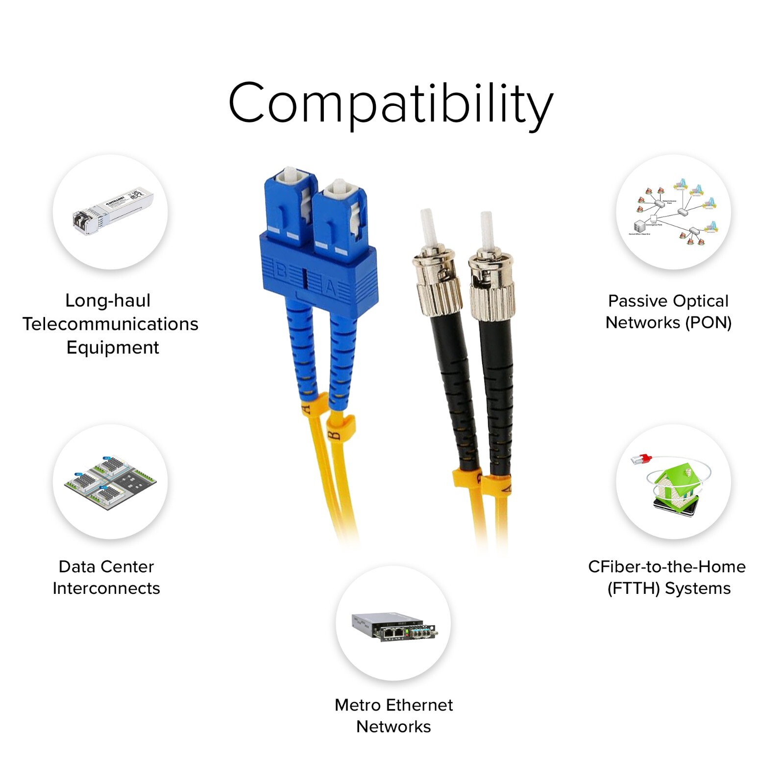 LC/ST 9/125 Singlemode Duplex Fiber Patch Cable – OS1 – 2M | Pro Networking