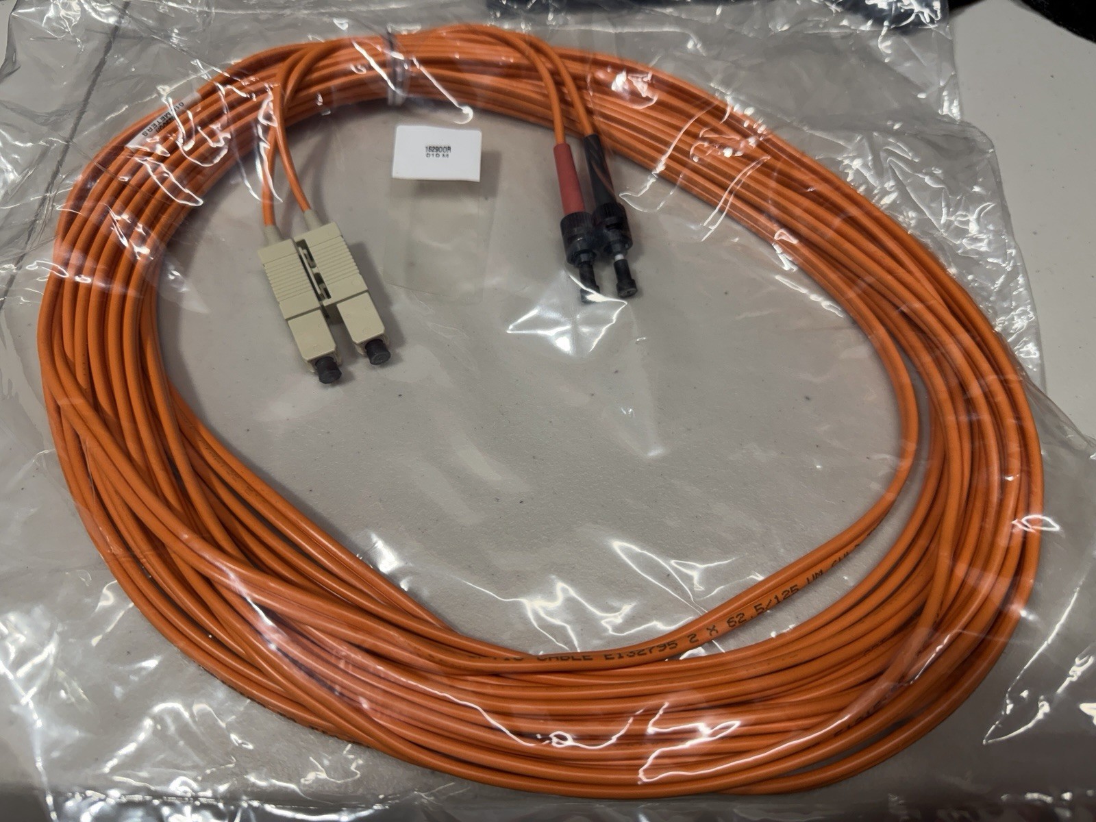 Americable Fiber Optic Cable ST/SC 10M Orange, OM1, 62.5/125 Type, Duplex New!