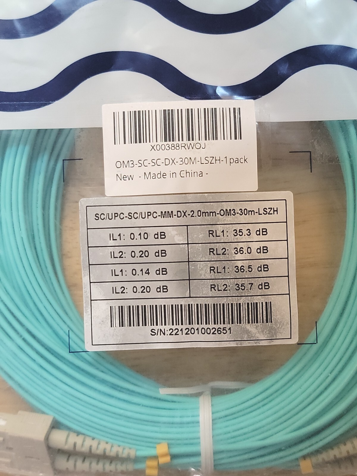 Fiber Optics Flypro.com OM3-SC-DX-30M-LSZH 0M3 50/125 Jumper A-B