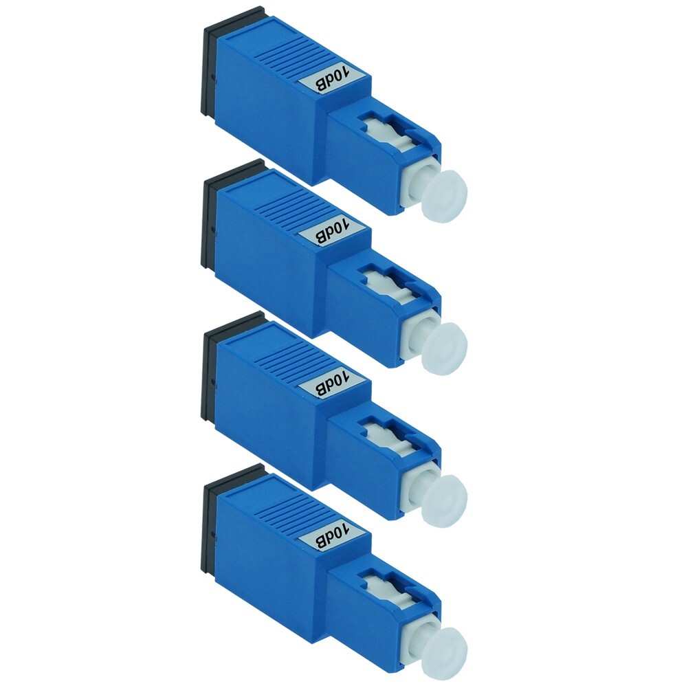 4x 10dB SC UPC Connector Fiber Optic Optical Attenuator Single Mode Plastic Blue
