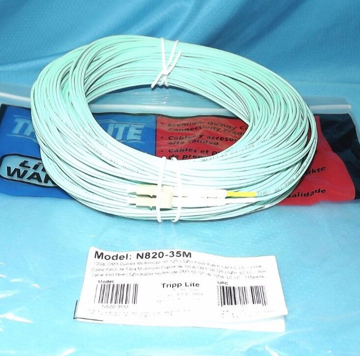 Tripp Lite N820-35M Fiber Optic Duplex Patch Cable OM3 50/125 LC Multimode 10Gb
