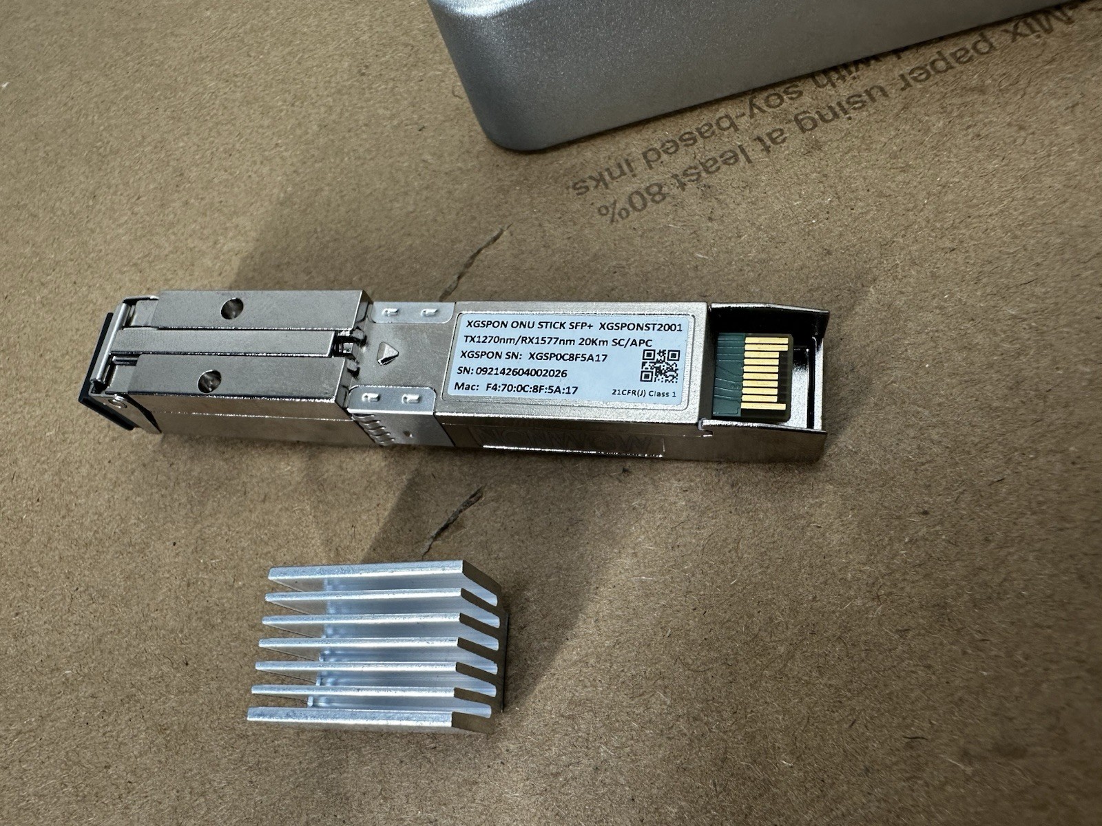 10G XGS-PON ONU SFP+ Stick NC-XGSPON SC/APC Fiber ONT Tested Working