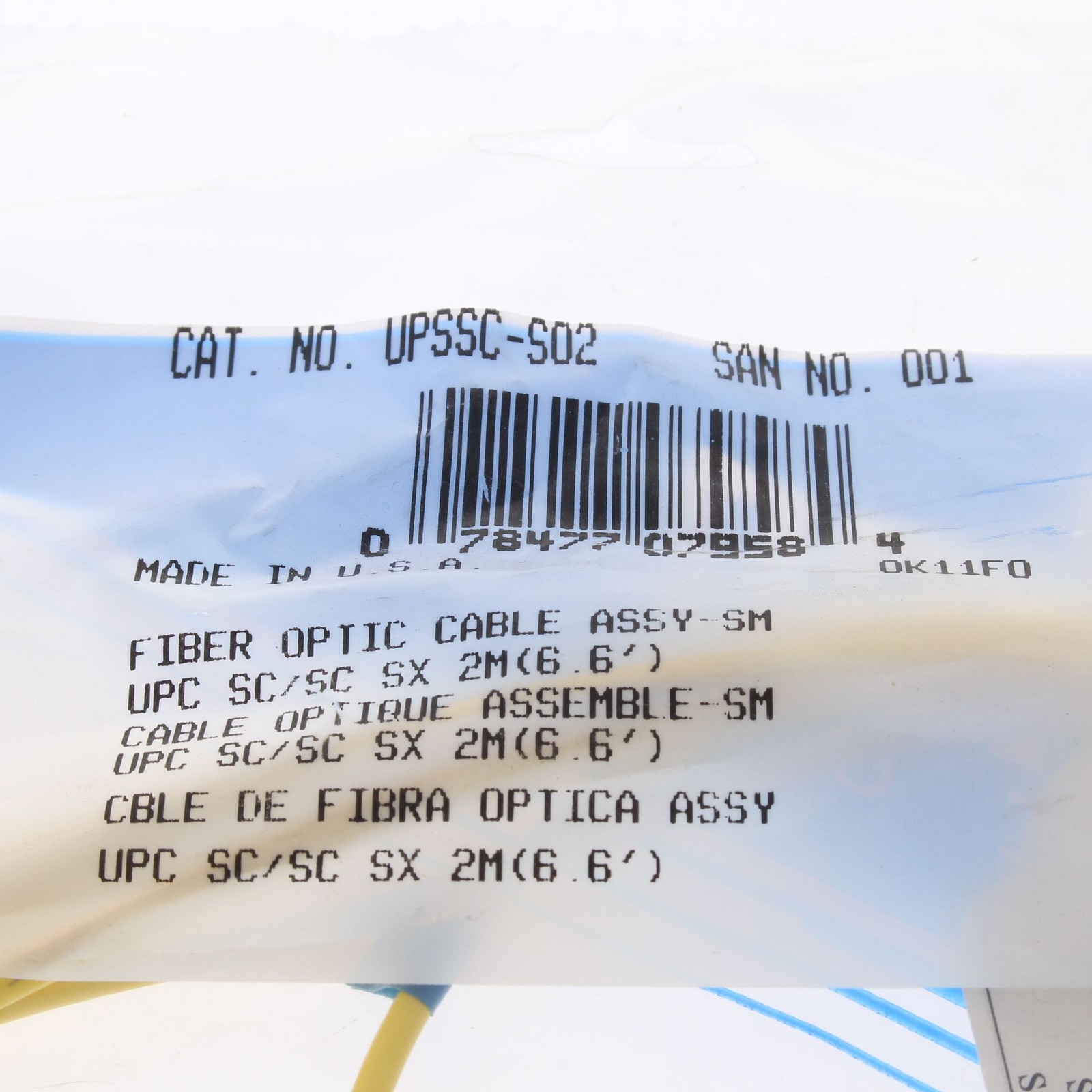 Leviton UPSSC-S02 Fiber Optic Single-Mode Simplex Patch Cable Cord SM SC UPC 2M