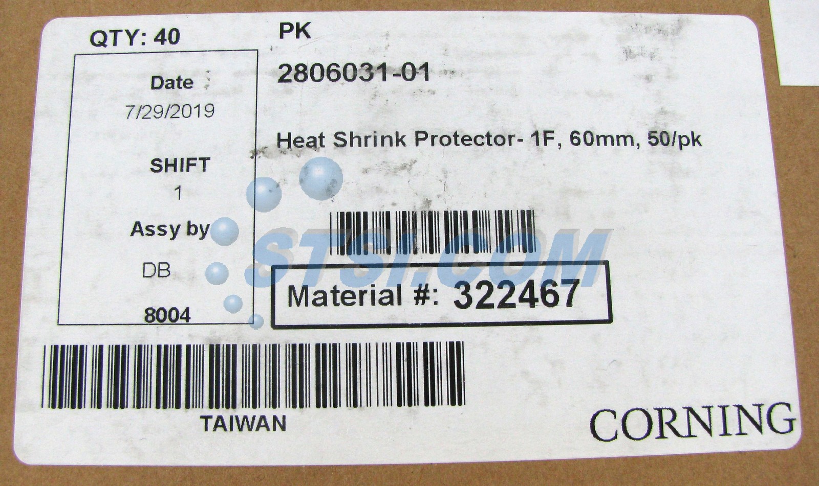 Corning 2806031-01 Heat-Shrink Fusion Splice Protector Sleeves, 1F, 60mm, ~STSI