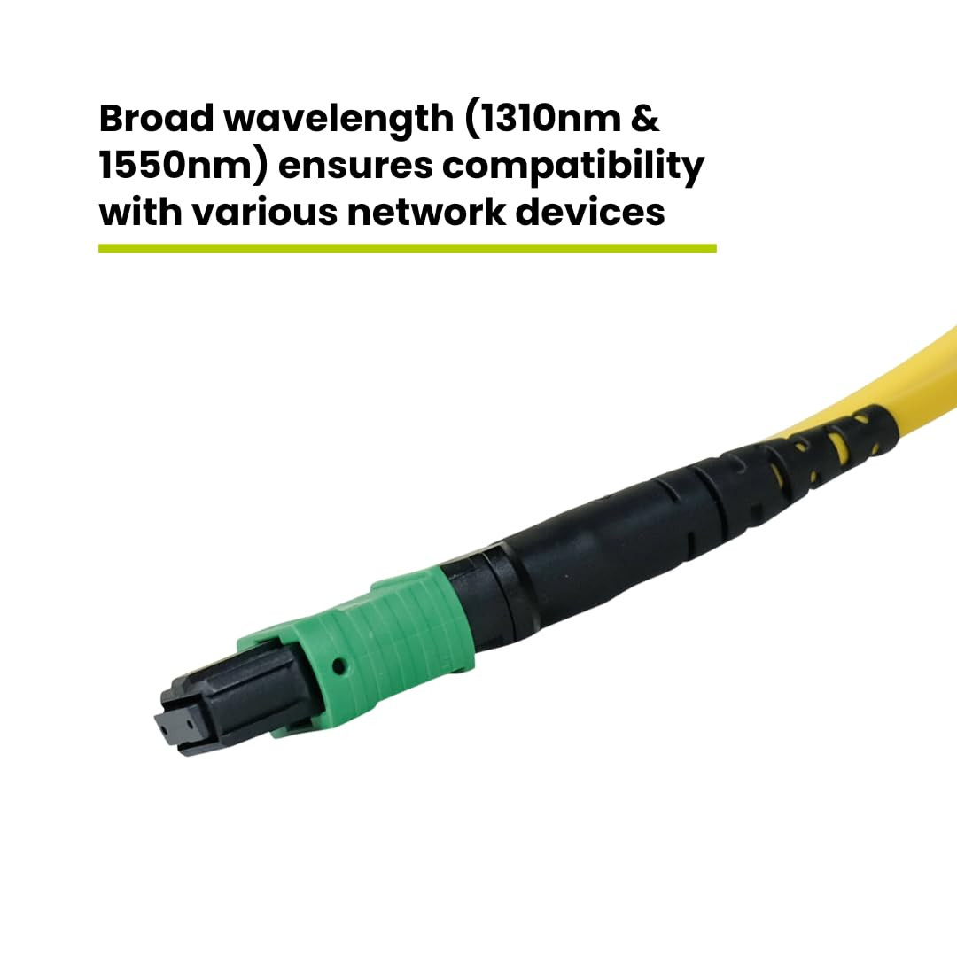 MTP/MPO Elite APC OS2 1M Fiber Cable, 12F Female-Female, Plenum Rated